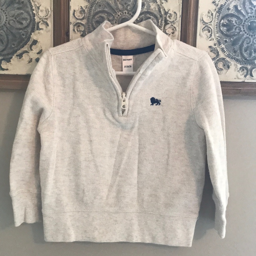 Little boys cream half-zip light sweater